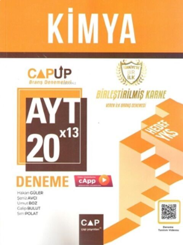 Çap Yayınları AYT Kimya 20 X 13 Up Deneme