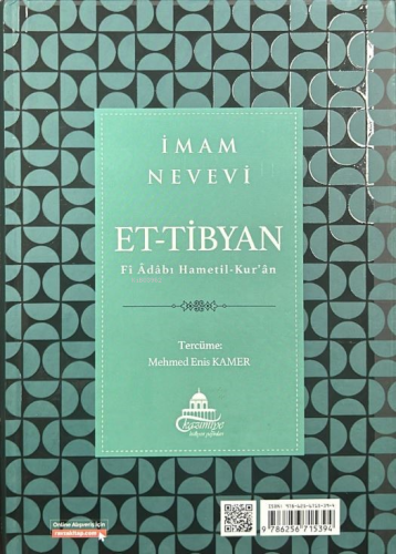 Et-Tibyan Kur’an Okuma Adapları Arapça Türkçe;Fi Adabı Hametil-Kur'an