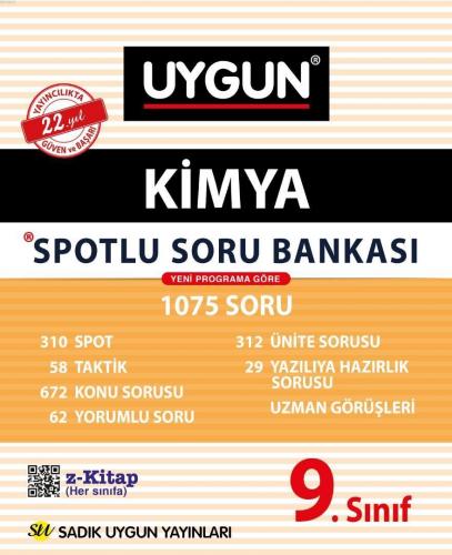 Sadık Uygun Yayınları 9. Sınıf Kimya Spotlu Soru Bankası Sadık Uygun