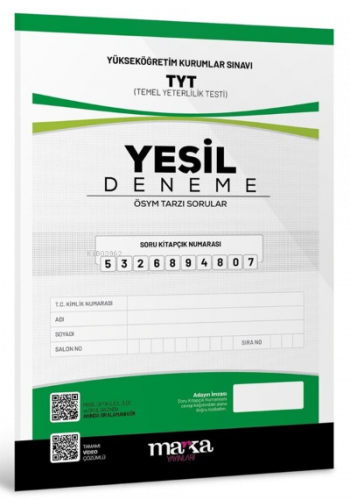 TYT Yeni Nesil Yeşil Deneme Tamamı Video Çözümlü Marka Yayınları