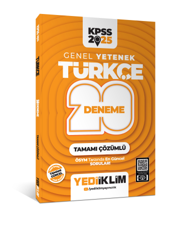 Yediiklim Yayınları 2025 KPSS Genel Yetenek Türkçe Tamamı Çözümlü 20 D